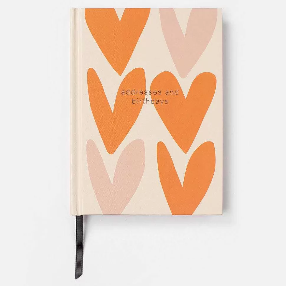 Fashion Orange/Pale Pink Hearts Address And Birthday Book Address Books