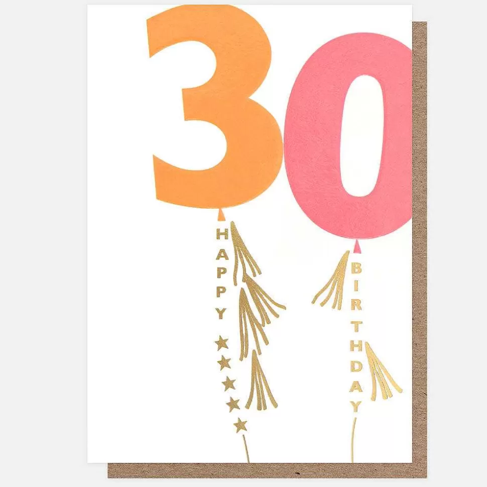 Best Orange/Pink Balloon 30Th Birthday Card By Age