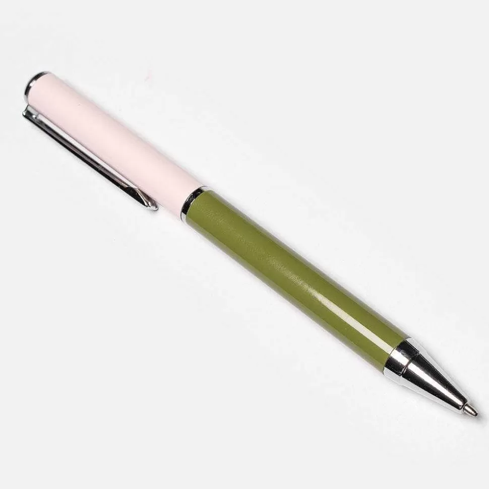 Fashion Pale Pink/Khaki Colourblock Boxed Pen Pens