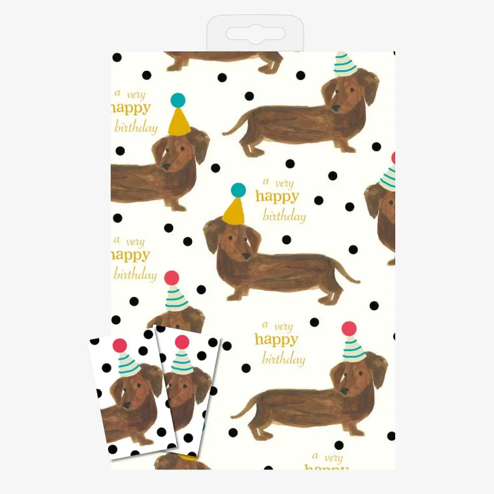 Flash Sale Party Dog Wrapping Paper And Tags Set Of 2 Wrapping Paper Sets