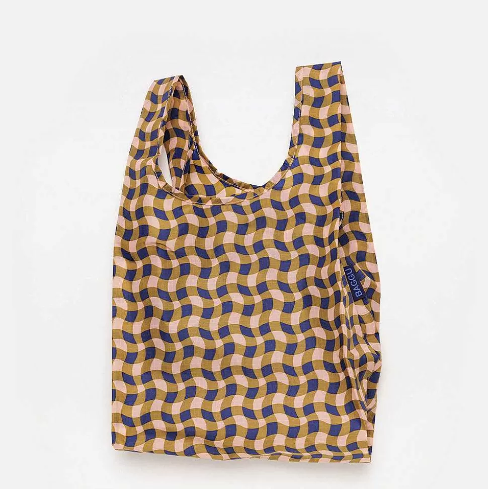 Best Peach Wavy Gingham Small Shopper Bag Nylon Bags