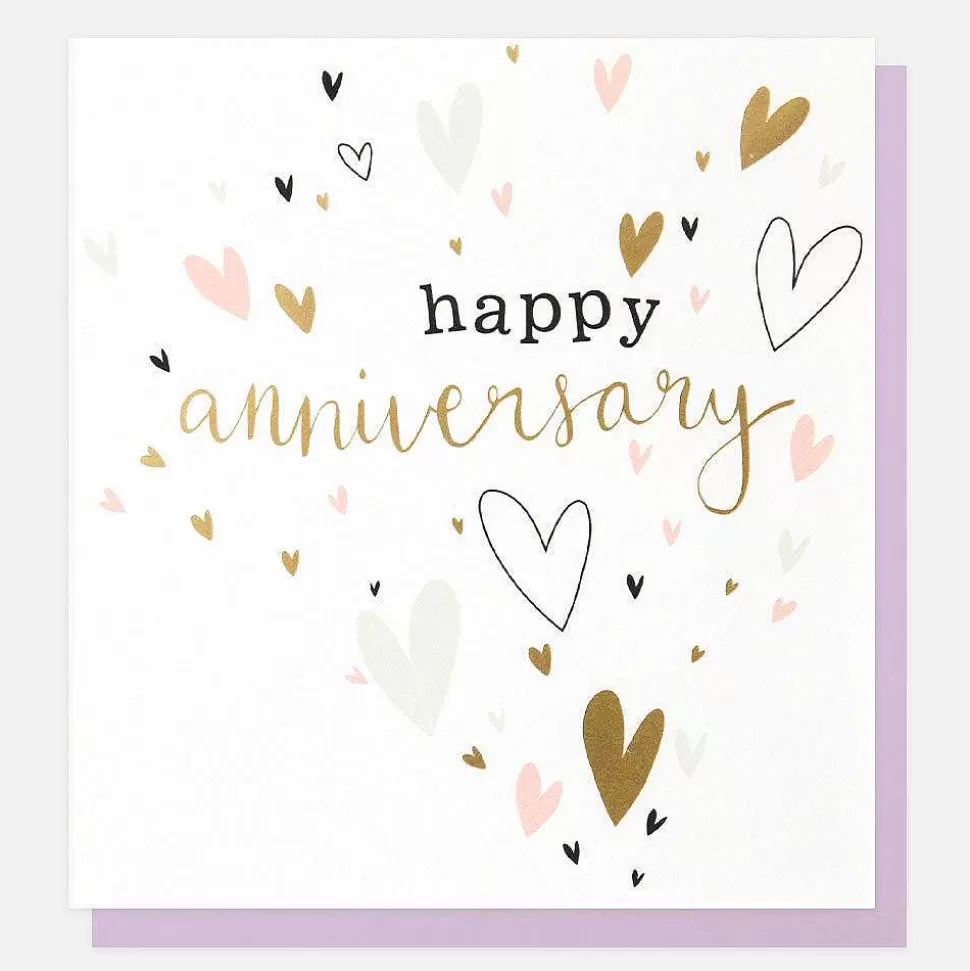 Cheap Pink & Gold Hearts Anniversary Card Anniversary Cards