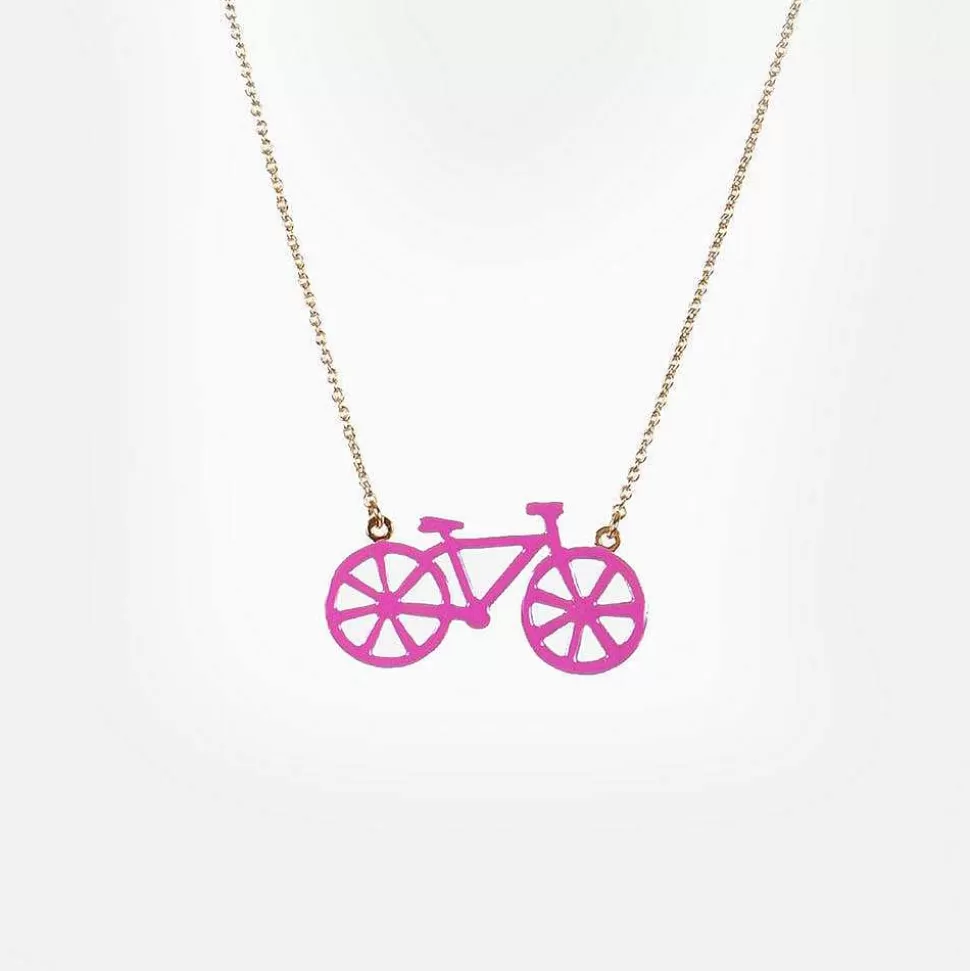 Cheap Pink Bicycle 24K Gold Gilded Necklace Necklaces