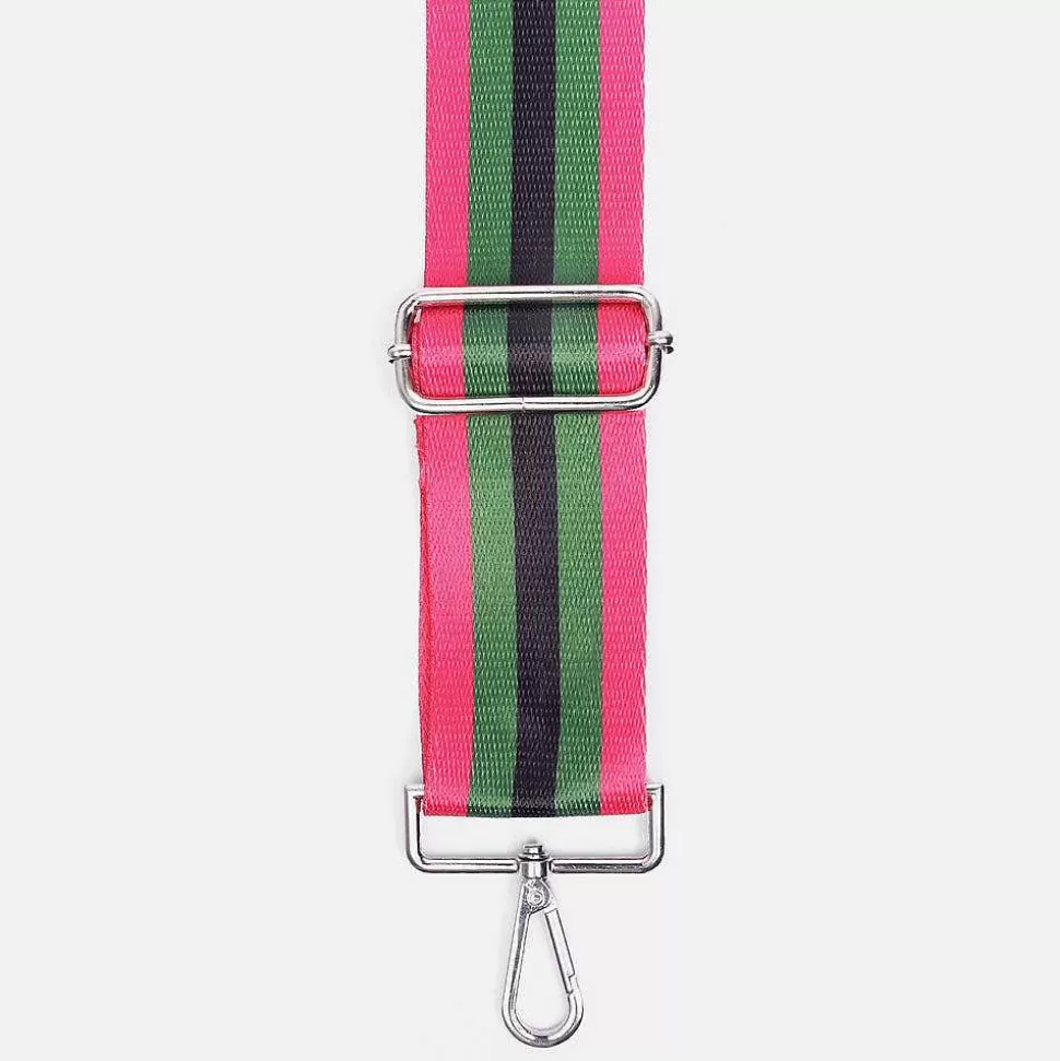 Online Pink, Khaki & Black Stripe Webbing Handbag Strap Striped Straps