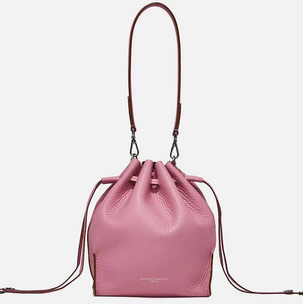 Cheap Pink Leather Joy Drawstring Bucket Bag Colourful Bags