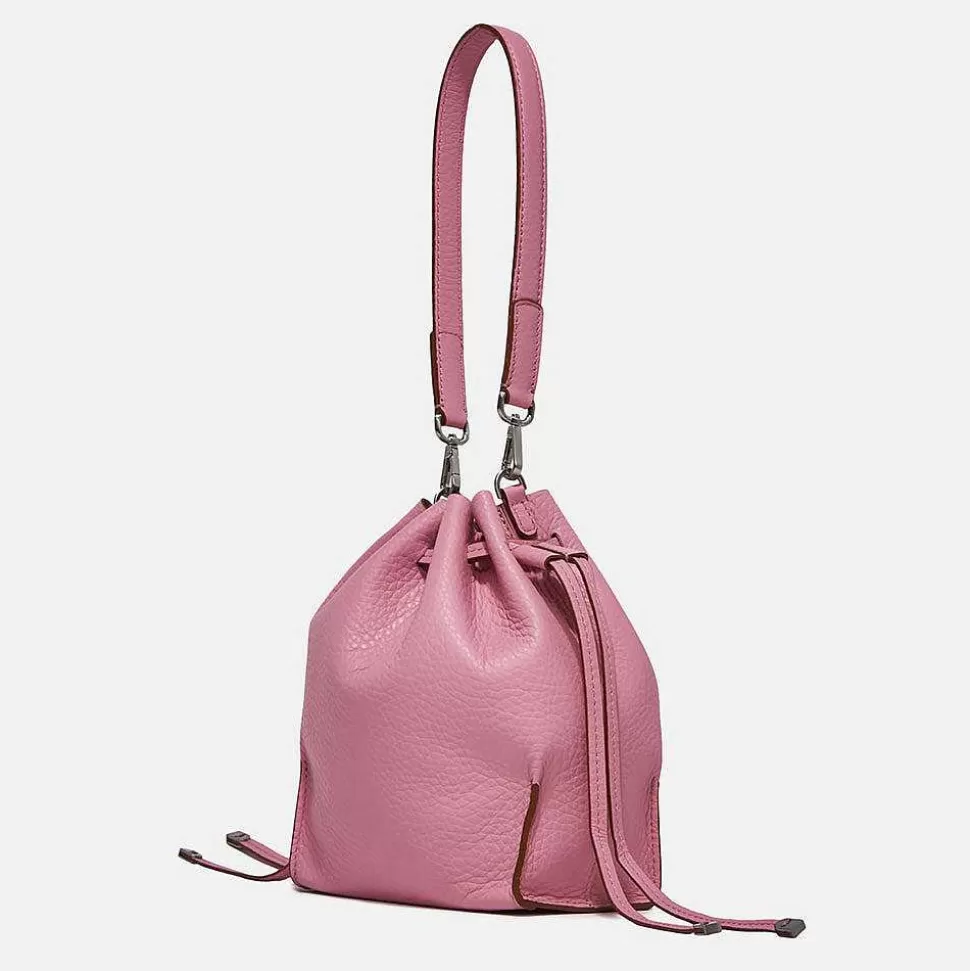 Cheap Pink Leather Joy Drawstring Bucket Bag Colourful Bags