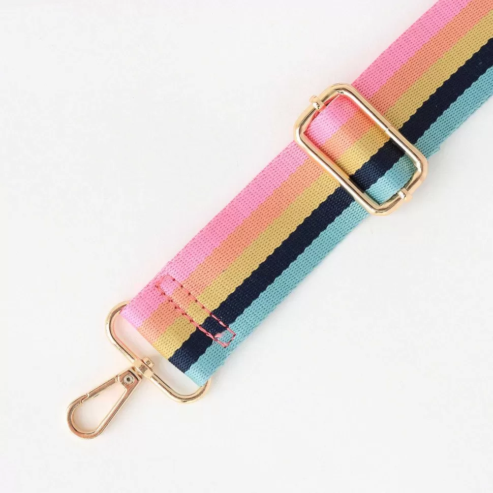 Online Pink Rainbow Multi Stripe Webbing Handbag Strap Striped Straps