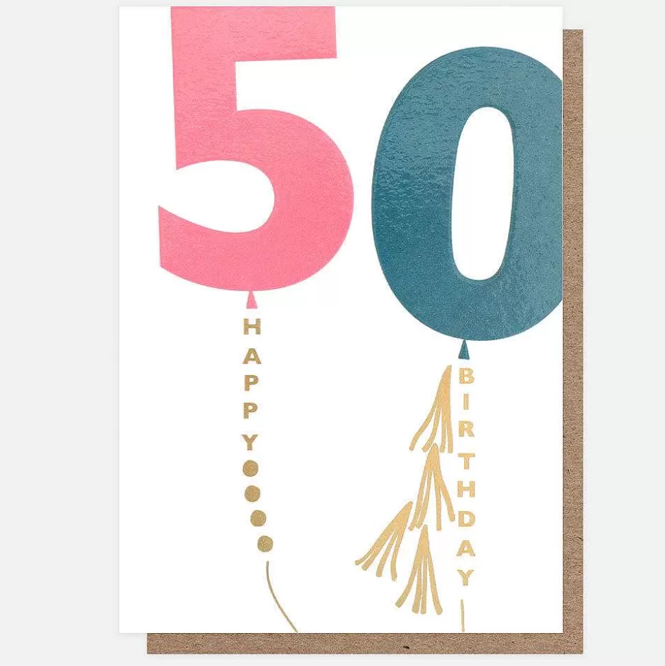 Best Sale Pink/Blue Balloon 50Th Birthday Card By Age