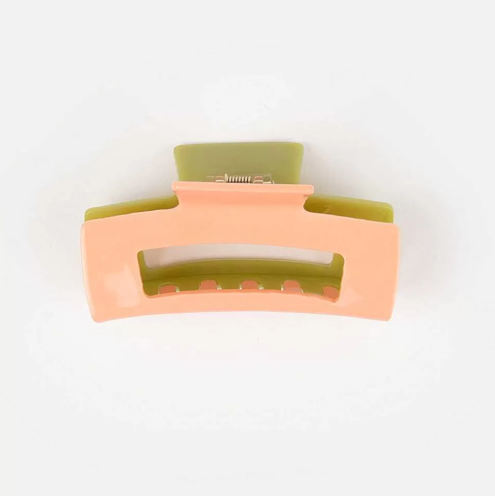 Cheap Pink/Green Colour Block Hair Claw Hair Clips, Grips & Claws