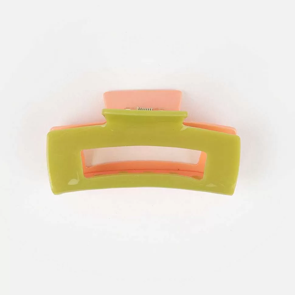 Cheap Pink/Green Colour Block Hair Claw Hair Clips, Grips & Claws