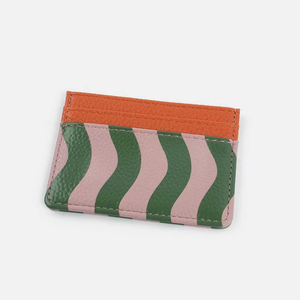 Discount Pink/Green Wave Stripe Cardholder Purses