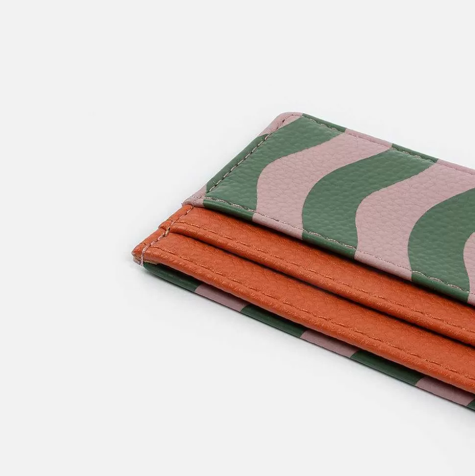 Discount Pink/Green Wave Stripe Cardholder Purses