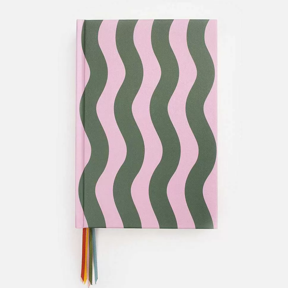 Fashion Pink/Green Wave Stripe Multi Ribbon Notebook Notebooks