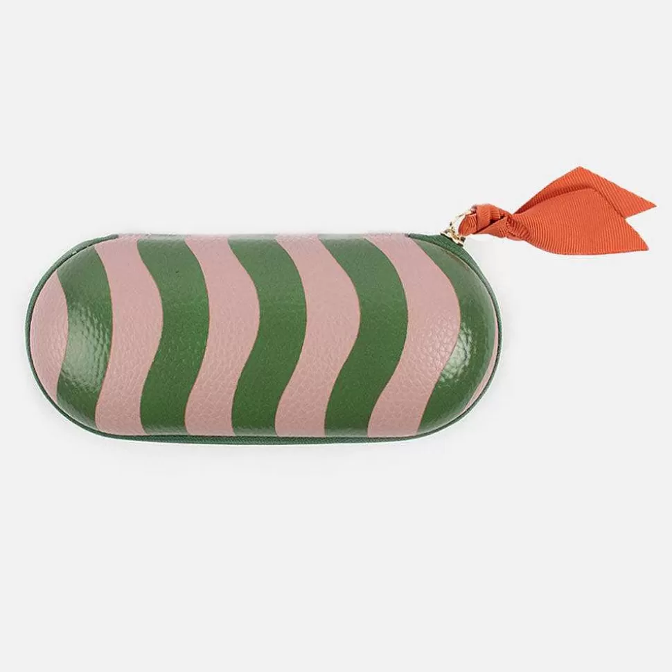 Cheap Pink/Green Wave Stripe Zip Around Glasses Case Glasses Cases