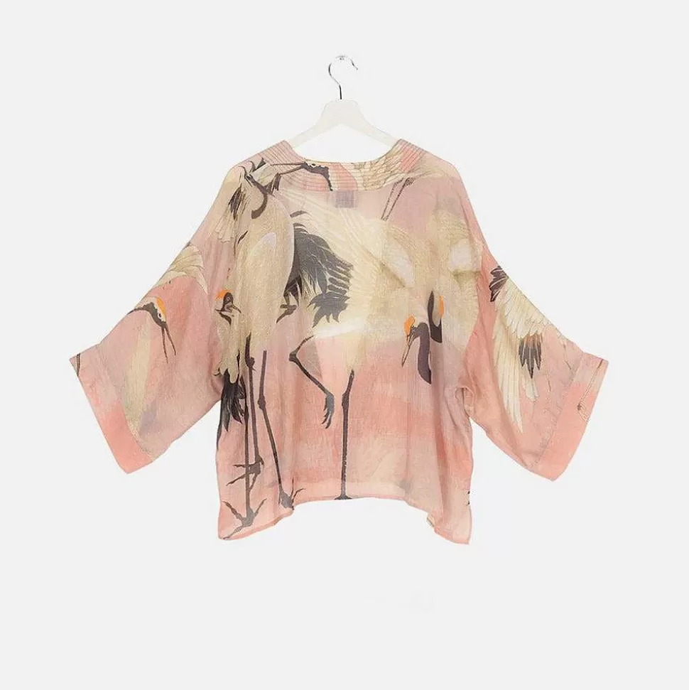 Best Sale Plaster Pink Stork Short Kimono Loungewear