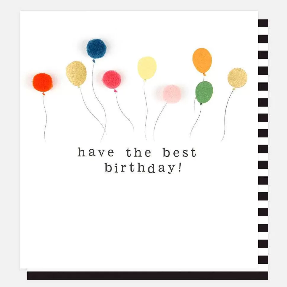 Cheap Pom Pom Balloons Birthday Card For Them