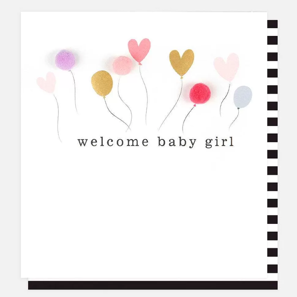 Best Sale Pom Pom Balloons New Baby Girl Card New Cards