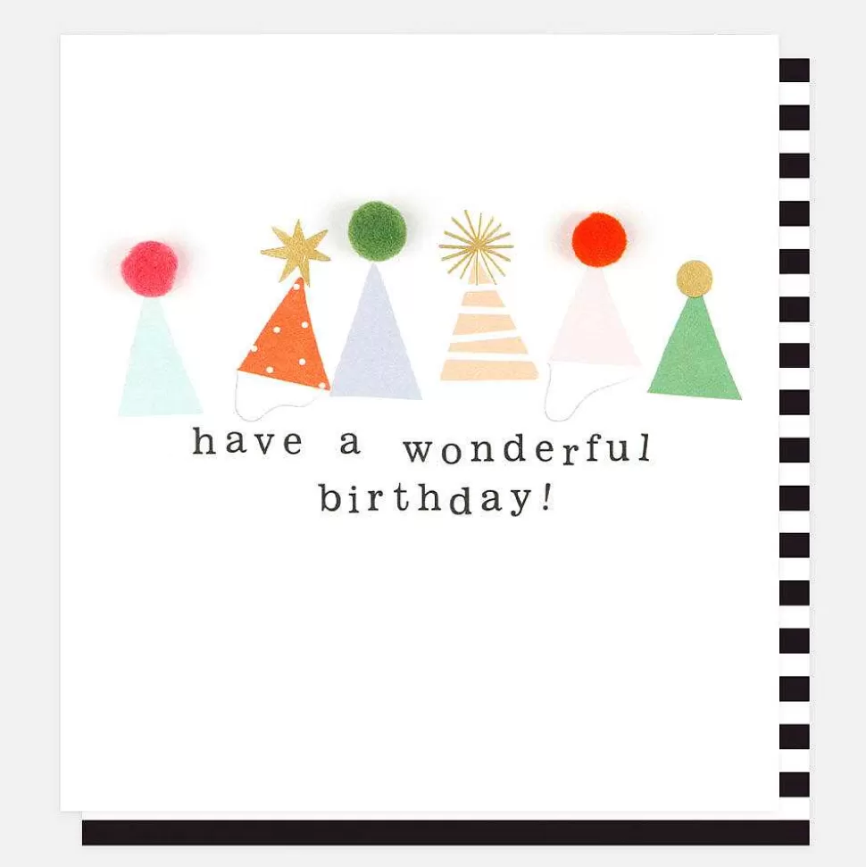 Fashion Pom Pom Party Hats Birthday Cards For Her