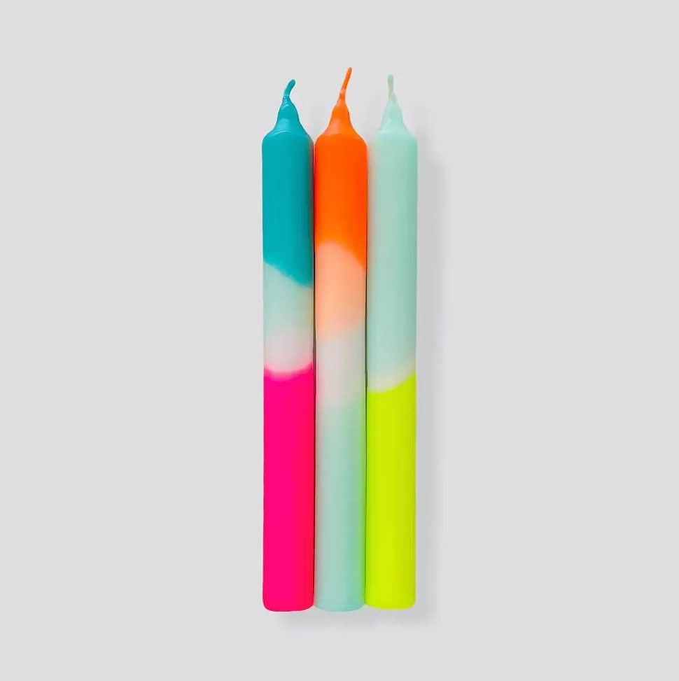 Hot Rainbow Kisses Dip Dye Candle Sticks Set Of 3 Candles & Fragrance