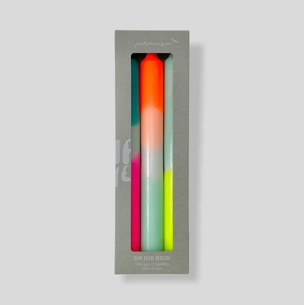 Hot Rainbow Kisses Dip Dye Candle Sticks Set Of 3 Candles & Fragrance