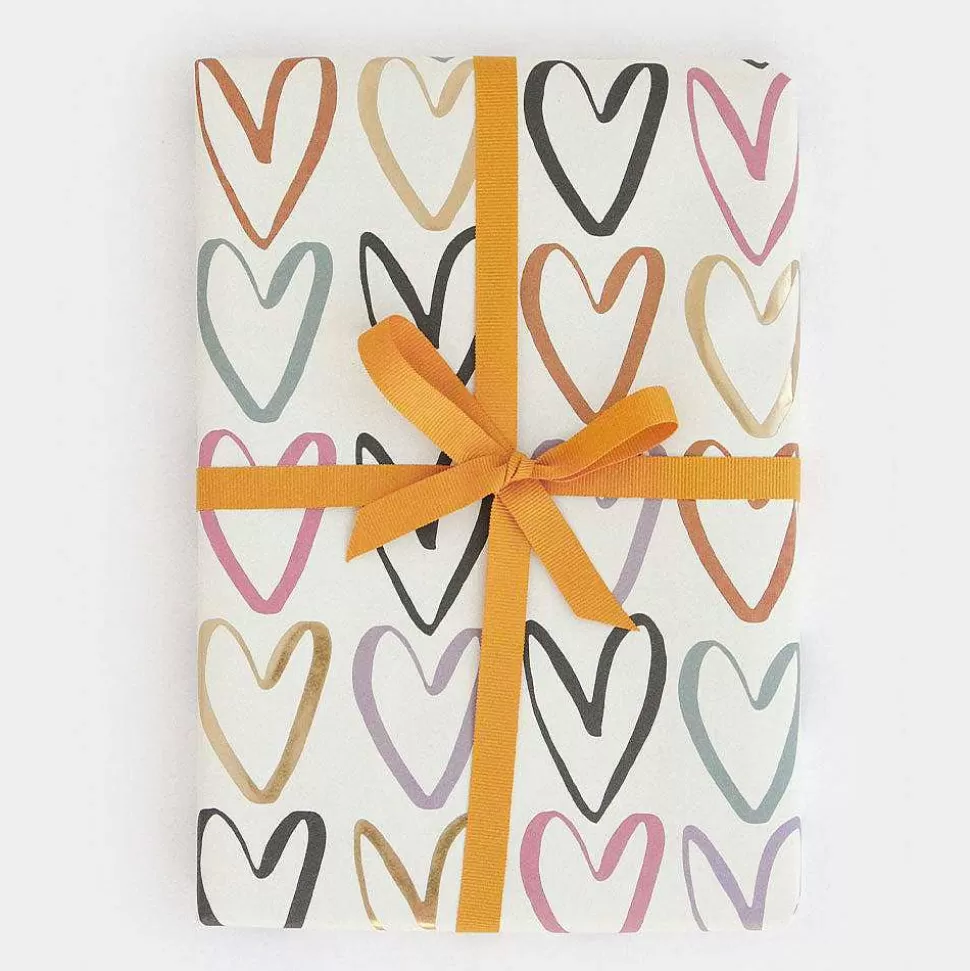 Best Sale Rainbow Outline Hearts Wrapping Paper Wrapping Paper