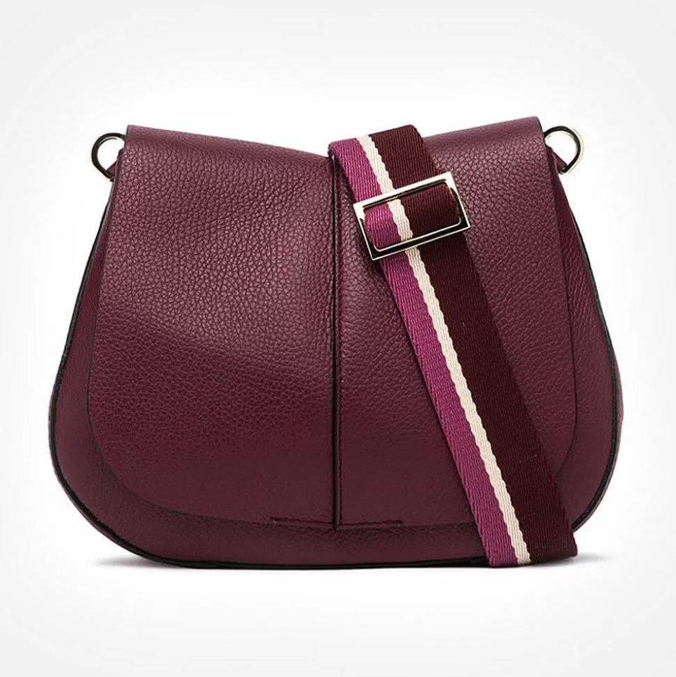 Flash Sale Red Beet Leather Helena Saddle Bag Shoulder Bags