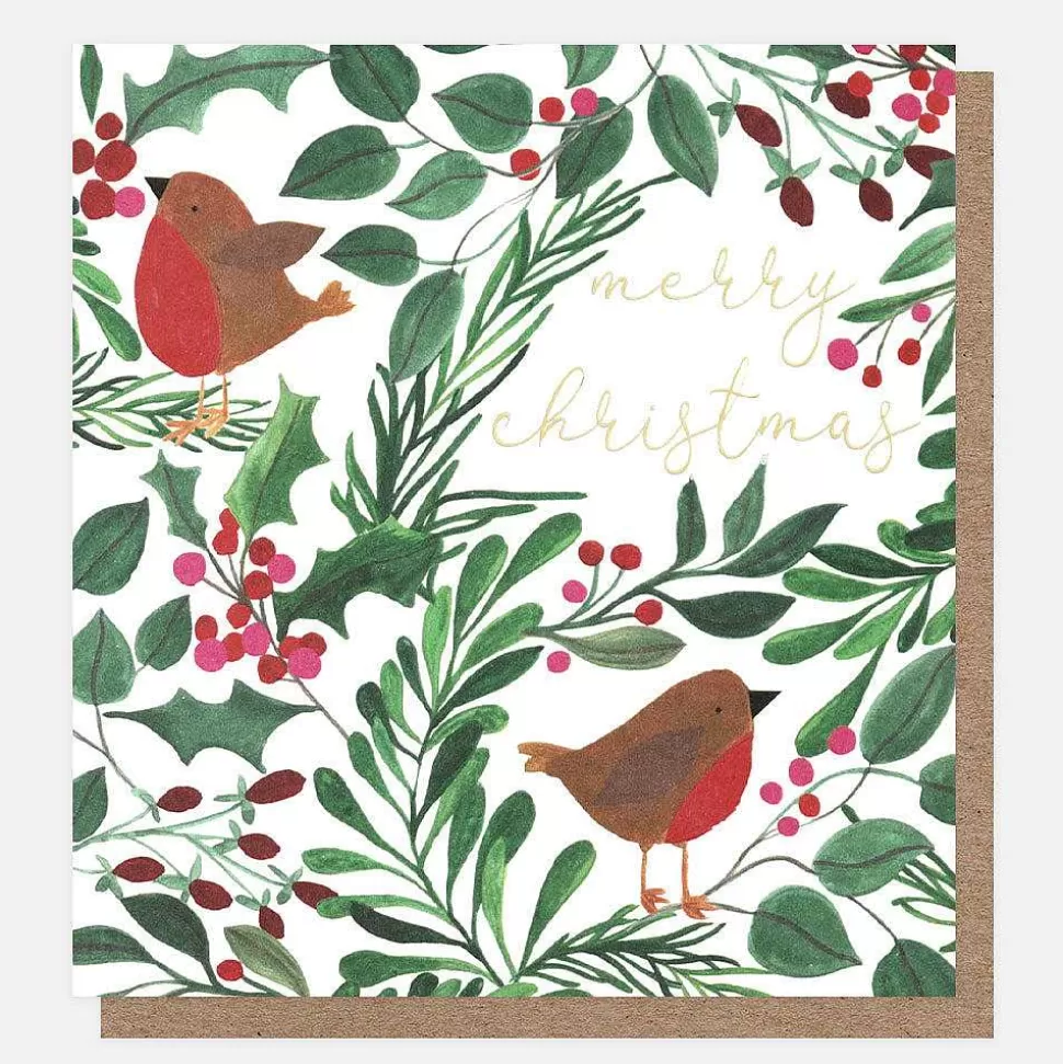 Clearance Robins And Tree Charity Christmas Cards Pack Of 8 Christmas Card Packs