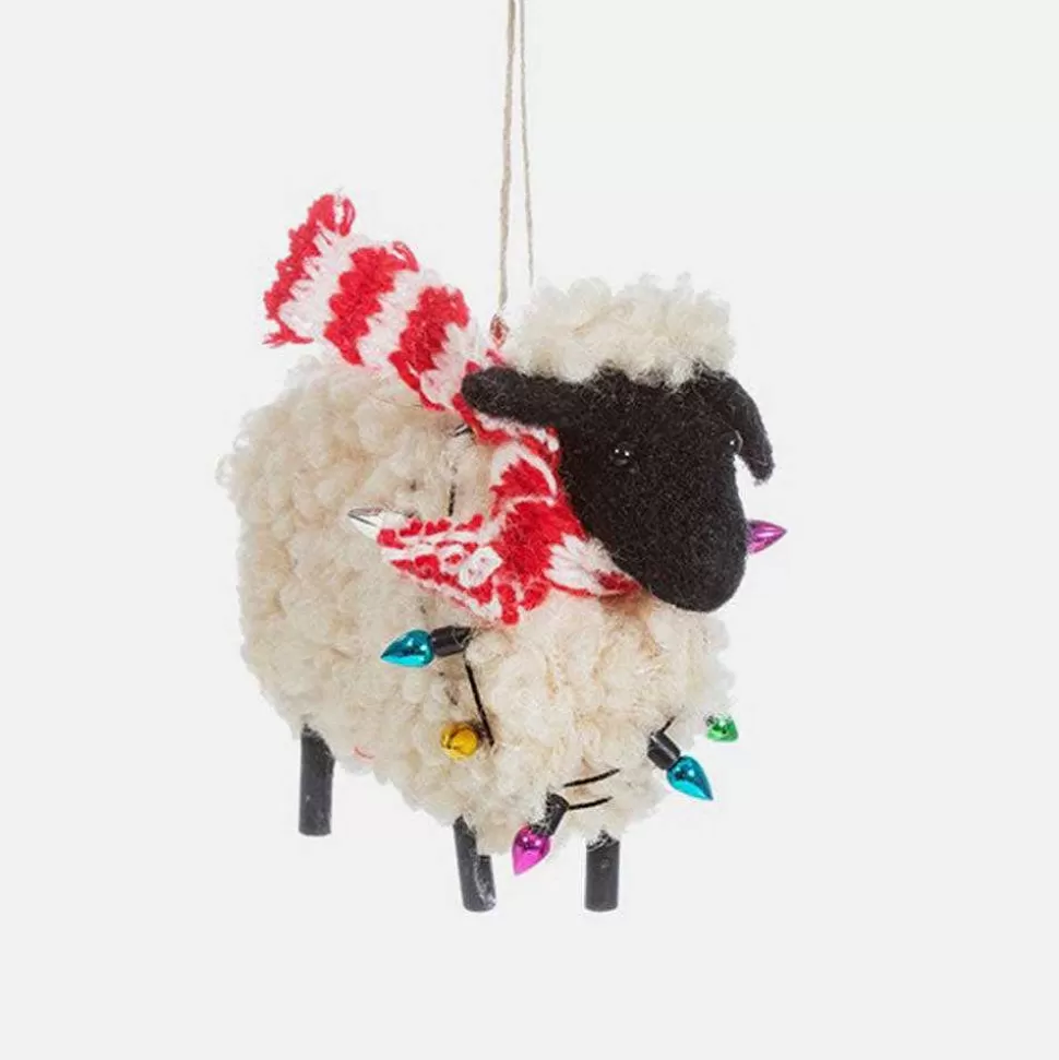 Fashion Sheep With Fairy Lights Felt Christmas Tree Decoration Christmas Cards