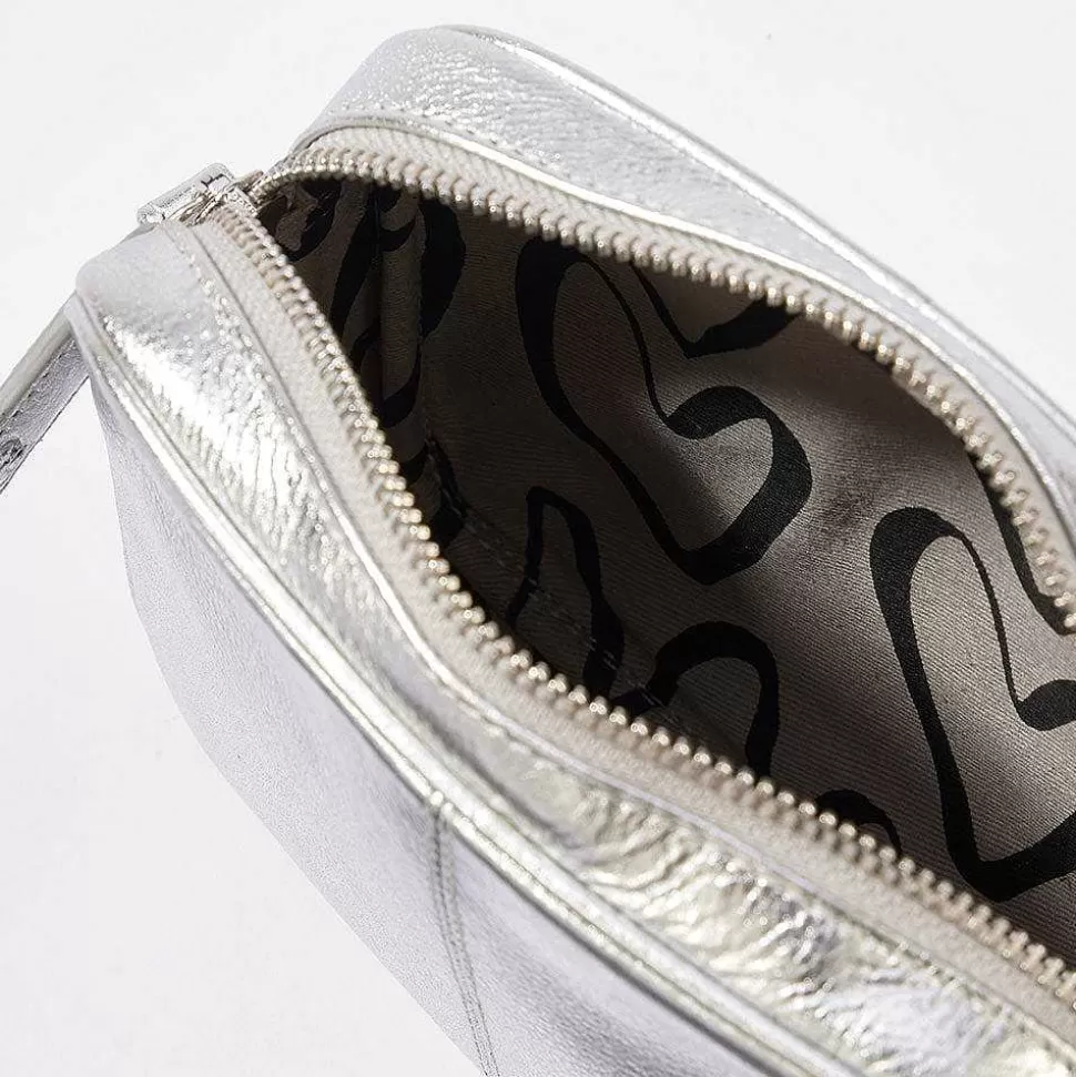 New Silver Leather Mini Camera Bag Shoulder Bags