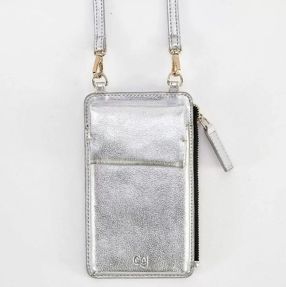 Outlet Silver Leather Phone Bag Phone Pouch Bags