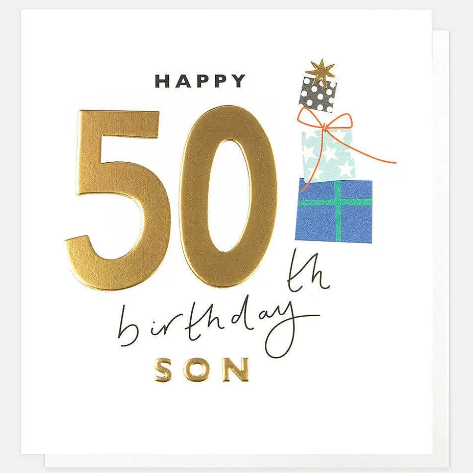 Clearance Stack Of Presents 50Th Birthday Card For Son Birthday Cards