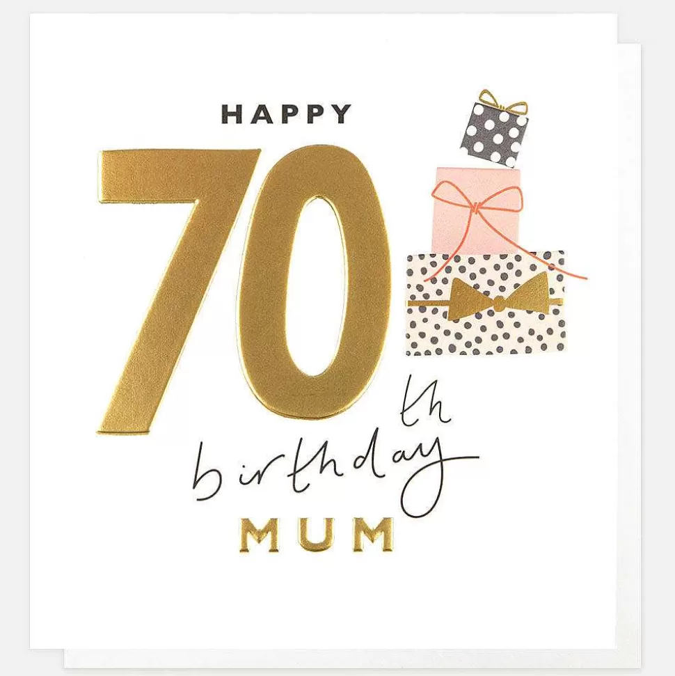 Hot Stack Of Presents 70Th Birthday Card For Mum Birthday Cards