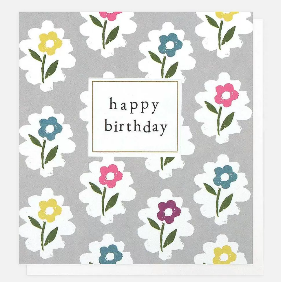Fashion Stamped Flower Birthday Card For Her