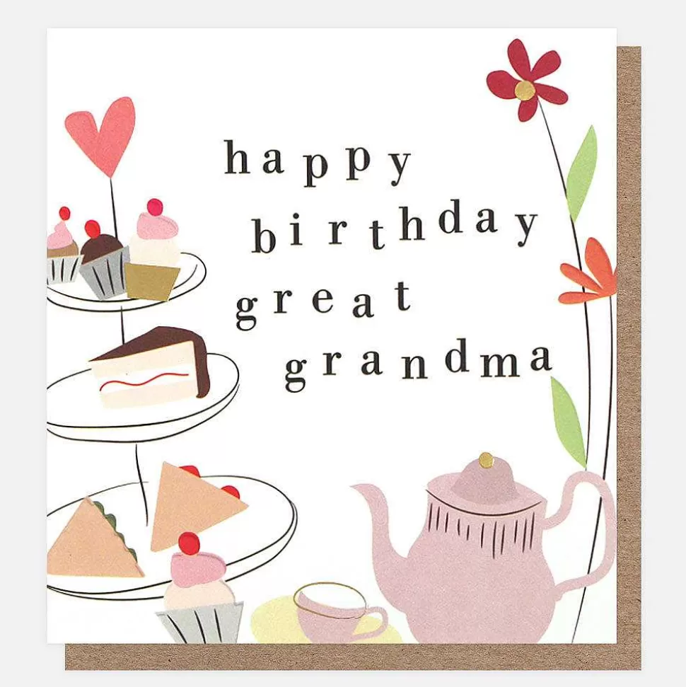 New Tea & Cake Birthday Card For Great Grandma Female Relation