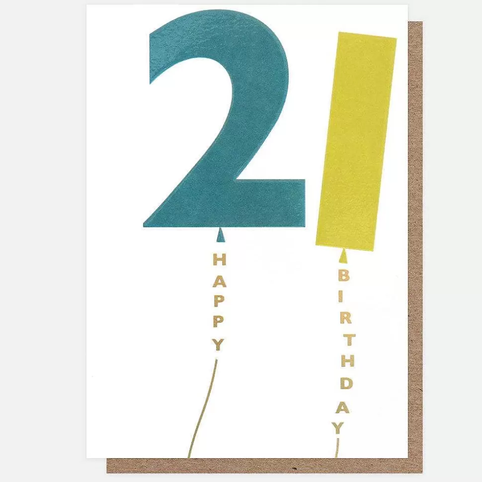 Discount Teal/Green Balloon 21St Birthday Card By Age