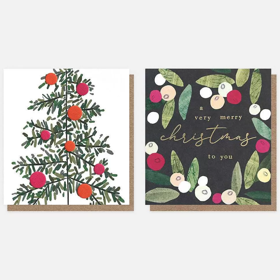 Clearance Tree, Baubles & Mistletoe Charity Christmas Cards Pack Of 8 Christmas Cards