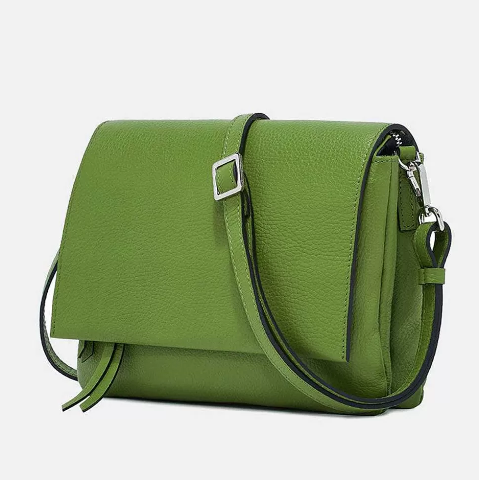 Online Wasabi Green Leather Three Flap Bag Crossbody Bags