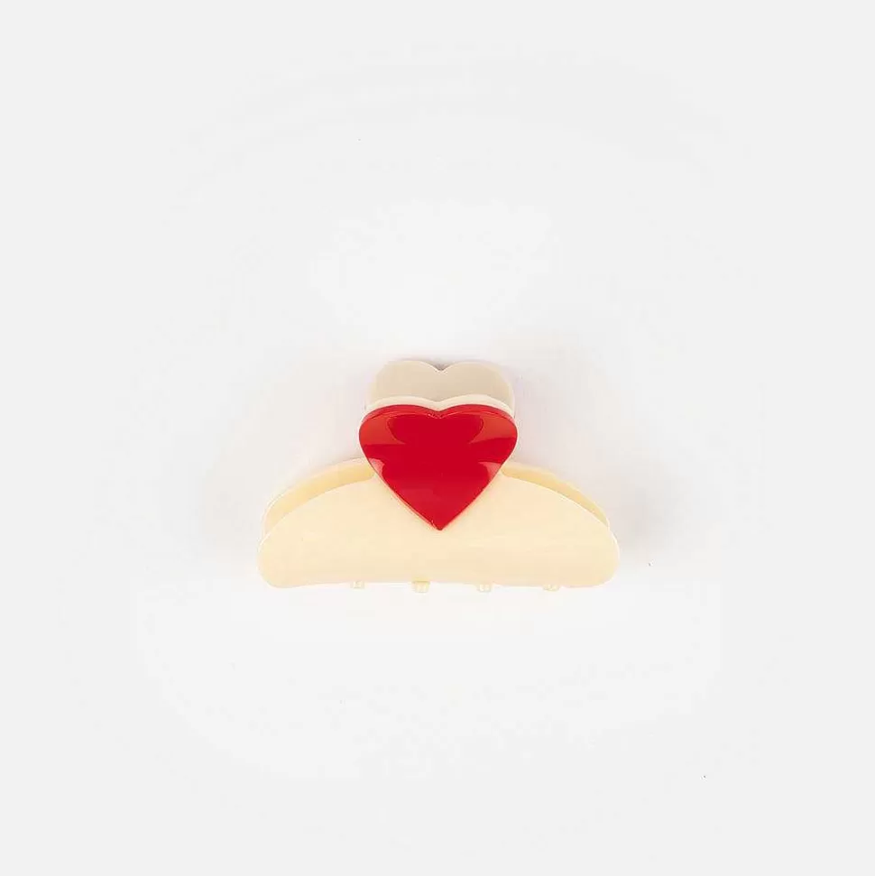 Store White/Red Love Heart Hair Claw Hair Clips, Grips & Claws