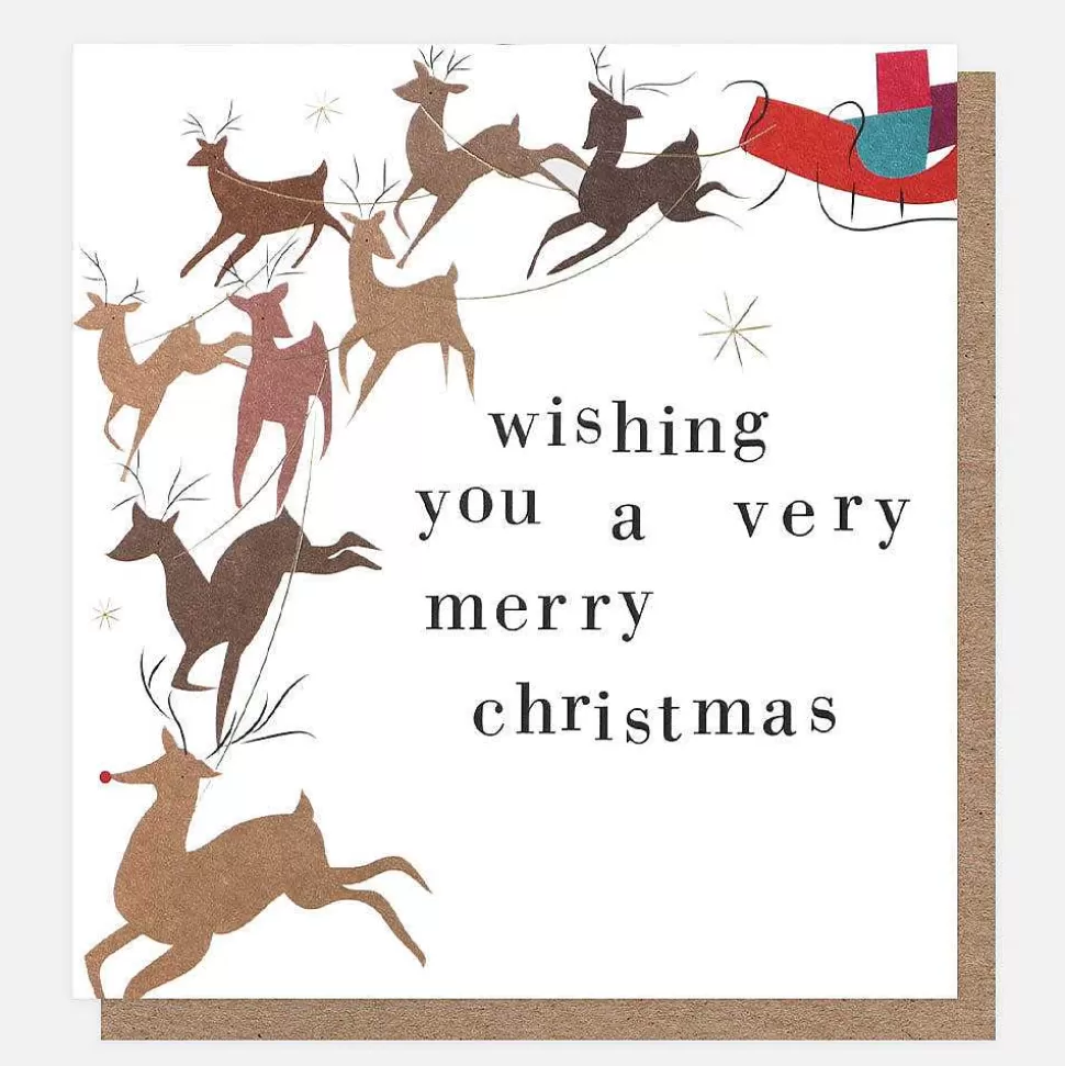 Best Sale Wreath And Reindeer Charity Christmas Cards Pack Of 8 Christmas Cards