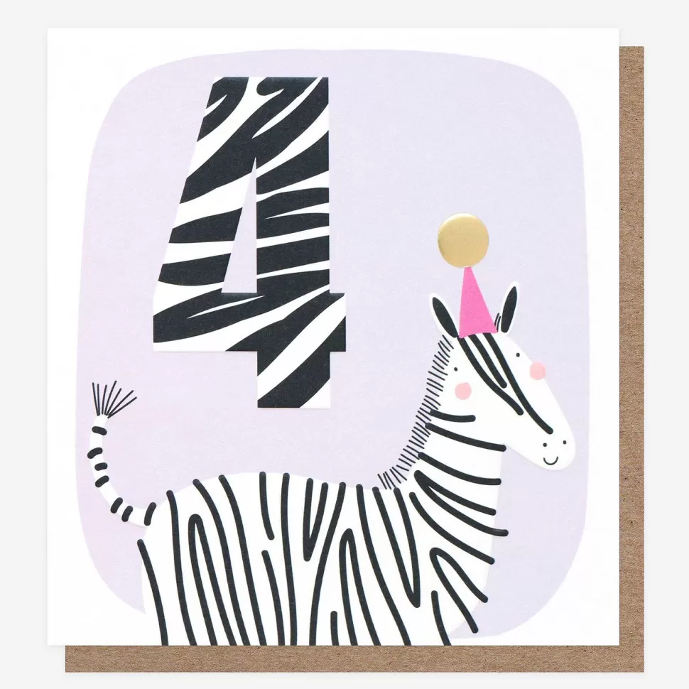 Cheap Zebra 4Th Birthday Card By Age